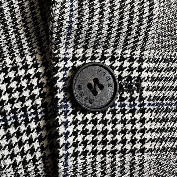 Seig Mens Black and White Plaid Checkered Blazer Houndstooth Large Made in Korea - Picture 10 of 16